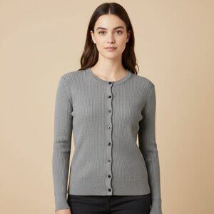 H&M Womens Medium Crew Neck Ribbed Cardigan